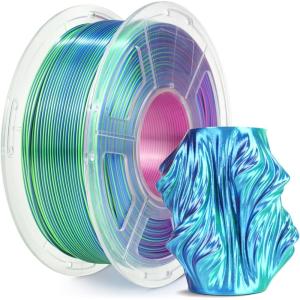 imageSUNLU Silk Dual Color Pla Filament Silk PLA 3D Printer Filament 175mm Shiny Silk Texture Dimensional Accuracy  002mm 1KG Spool 22 lbs PLA Silk Dual Color Blue GreenSilk Pla Triple Blue Green Purple