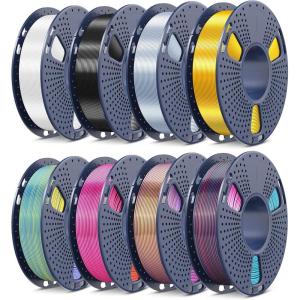 imageSUNLU Silk Dual Color Pla Filament Silk PLA 3D Printer Filament 175mm Shiny Silk Texture Dimensional Accuracy  002mm 1KG Spool 22 lbs PLA Silk Dual Color Blue GreenSilk Small Spool  Silk Fourcolor4silk Single Color4