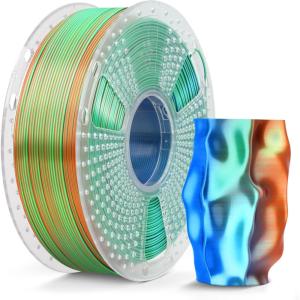 imageSUNLU Silk Dual Color Pla Filament Silk PLA 3D Printer Filament 175mm Shiny Silk Texture Dimensional Accuracy  002mm 1KG Spool 22 lbs PLA Silk Dual Color Blue GreenSilk Pla Triple Orange Blue Green