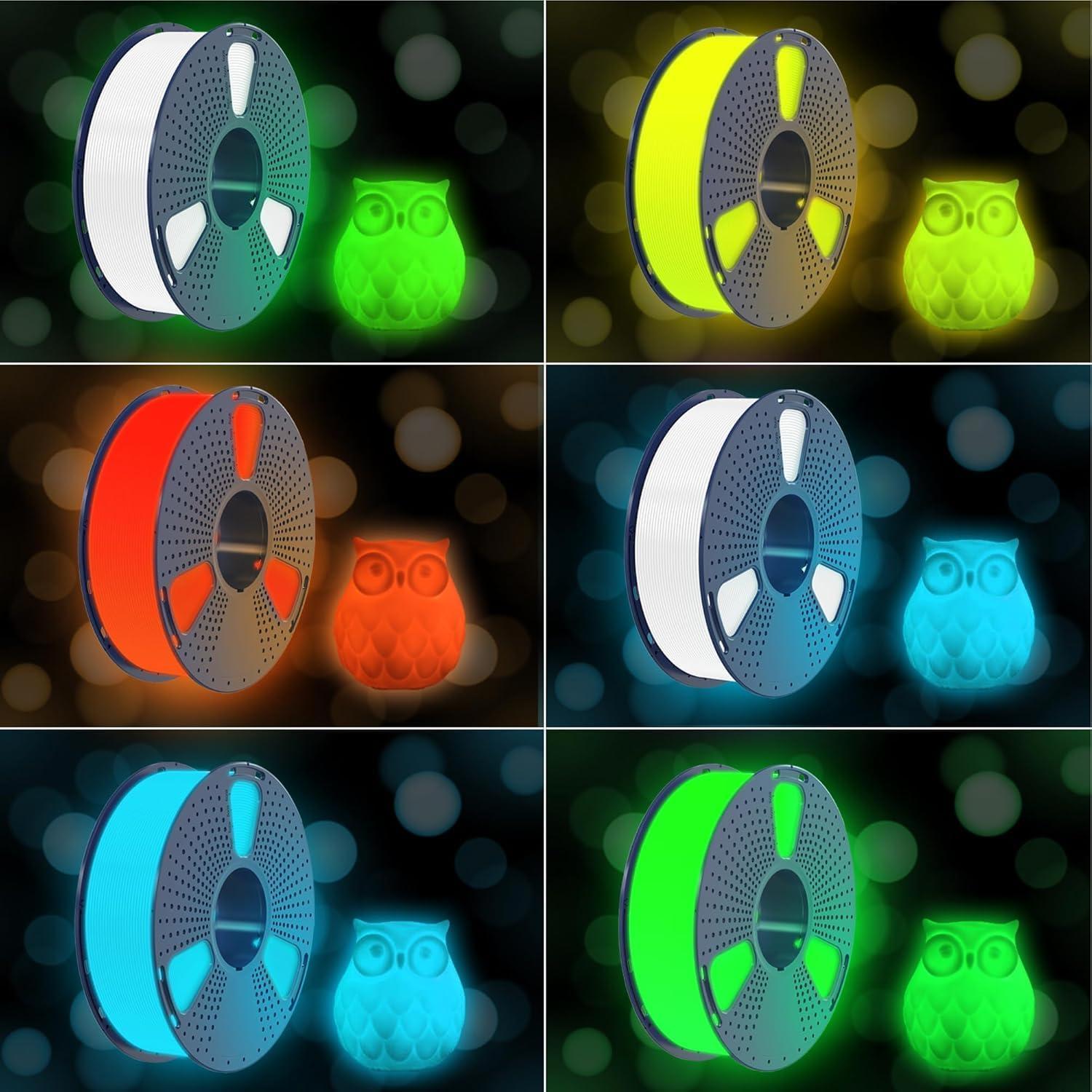 imageSUNLU PETG Glow in The Dark Filament BundleLuminous PETG 3D Printer Filament 175mmDimensional Accuracy  002mm4kg in Total1kg per SpoolWhite Glow BlueWhite Glow GreenGlow BlueGlow RedPetg Glow in the Darkyellow to Glow Yellow