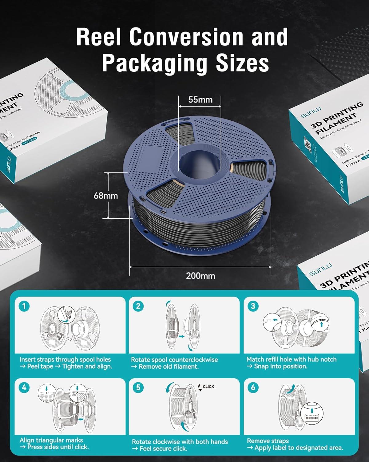 imageSUNLU ABS Filament 175mm 3D Printer Filament Strong and Durable Excellent Toughness Individually Vacuum Packed 4kg in Total 1kg per Spool Pack of 4 BlackOlive GreenSilverYellow2000g Abs Whitewhite