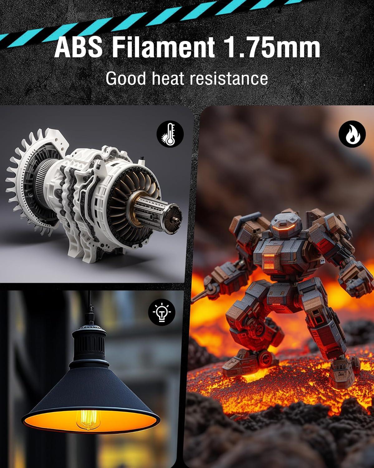 imageSUNLU ABS Filament 175mm 3D Printer Filament Strong and Durable Excellent Toughness Individually Vacuum Packed 4kg in Total 1kg per Spool Pack of 4 BlackOlive GreenSilverYellow1kg Abs Orange