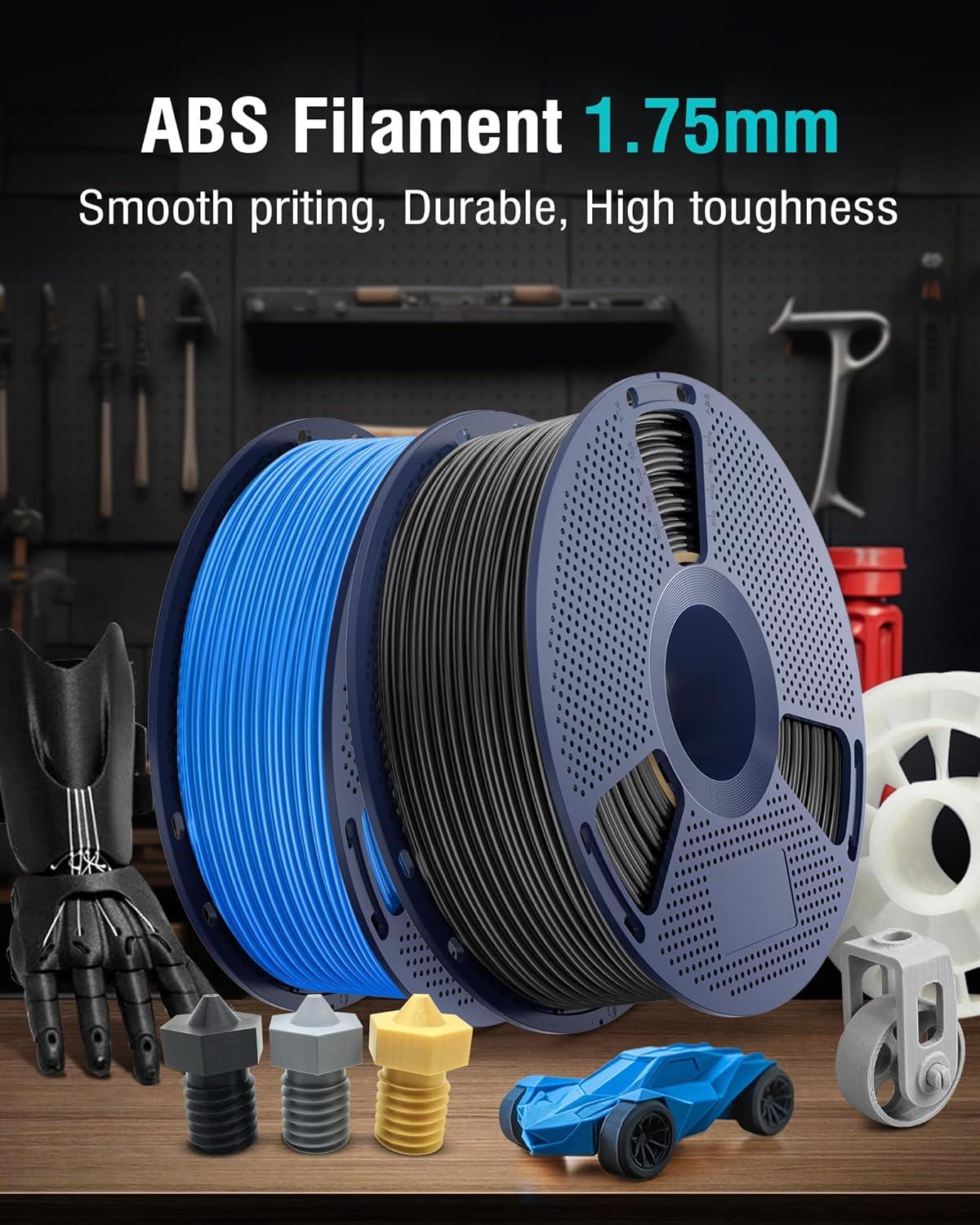 imageSUNLU ABS Filament 175mm 3D Printer Filament Strong and Durable Excellent Toughness Individually Vacuum Packed 4kg in Total 1kg per Spool Pack of 4 BlackOlive GreenSilverYellow1kg Abs Grass Green