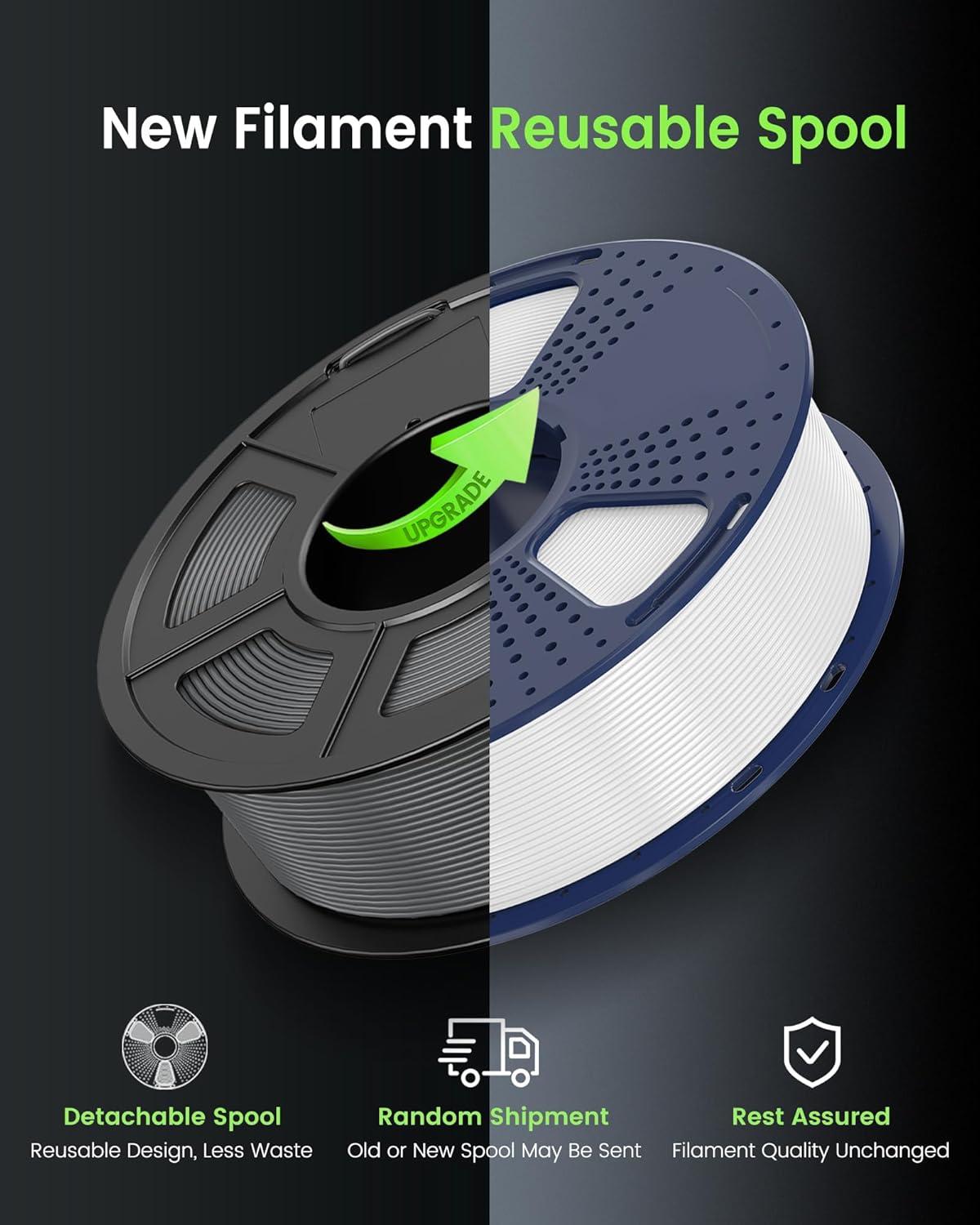 imageSUNLU ABS Filament 175mm 3D Printer Filament Strong and Durable Excellent Toughness Individually Vacuum Packed 4kg in Total 1kg per Spool Pack of 4 BlackOlive GreenSilverYellowLarge Spool 27kg Abs White