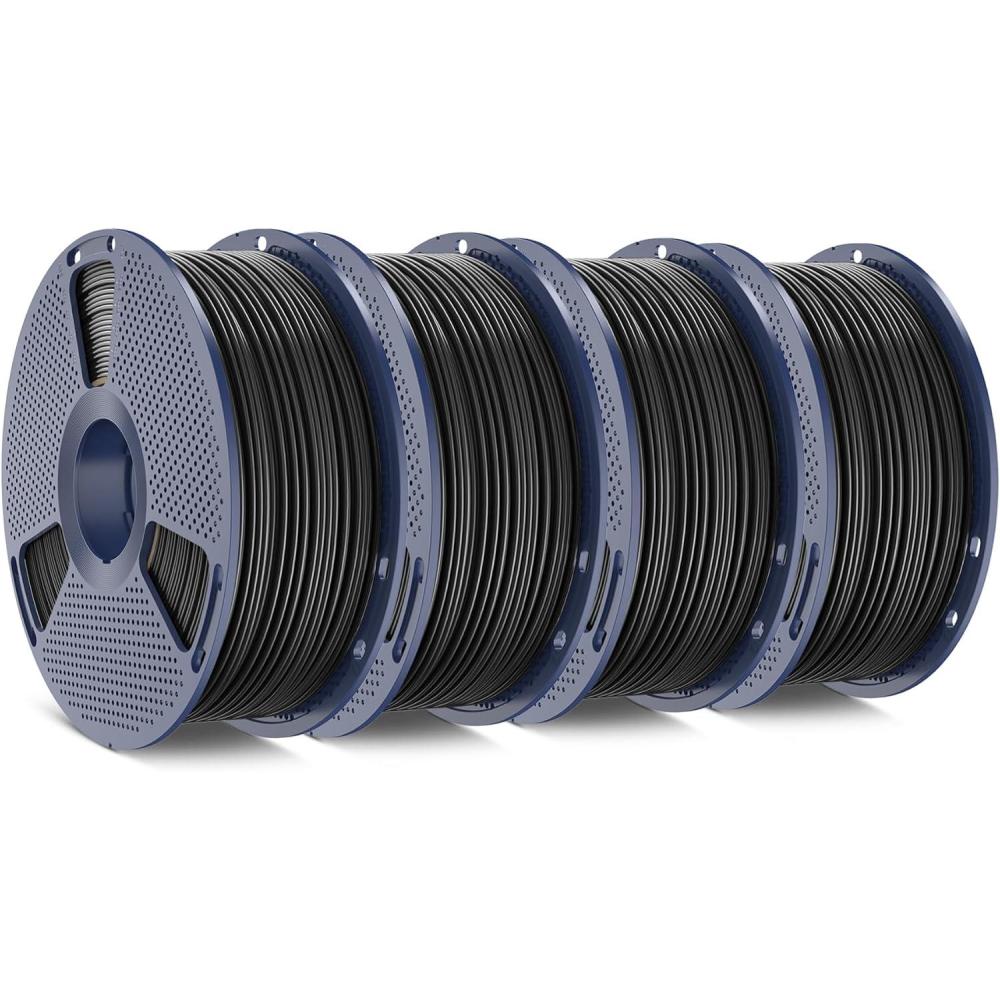 imageSUNLU ABS Filament 175mm 3D Printer Filament Strong and Durable Excellent Toughness Individually Vacuum Packed 4kg in Total 1kg per Spool Pack of 4 BlackOlive GreenSilverYellow4kg Absblack4 Pack