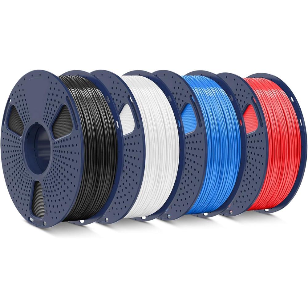 imageSUNLU ABS Filament 175mm 3D Printer Filament Strong and Durable Excellent Toughness Individually Vacuum Packed 4kg in Total 1kg per Spool Pack of 4 BlackOlive GreenSilverYellow4kg Abs Blackwhitebluered