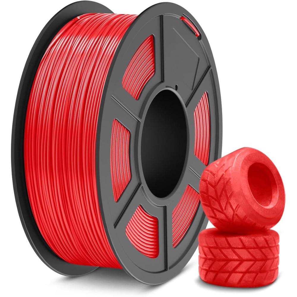 imageSUNLU TPU 3D Printer Filament 175mm High Speed 95A TPU Filament 1KG Flexible 3D Filament for Fast Printing Dimensional Accuracy  003mm Suitable for Most FDM 3D Printers Clear1kg Tpu Red