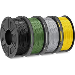 imageSUNLU ABS Filament 175mm 3D Printer Filament Strong and Durable Excellent Toughness Individually Vacuum Packed 4kg in Total 1kg per Spool Pack of 4 BlackOlive GreenSilverYellow4kg Abs Blackolive Greensilveryellow