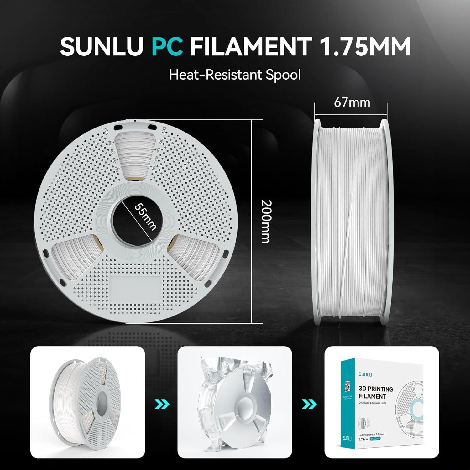 imageSUNLU FRABS 3D Filament 175mm 1KG UL94 V0 Fireproof ABS Filament Tough ampamp Durable Reusable Spool for Electronics Auto Parts ampamp Tools WarpFree Printing 1KG Spool22lbs Black1kgpc Natural White