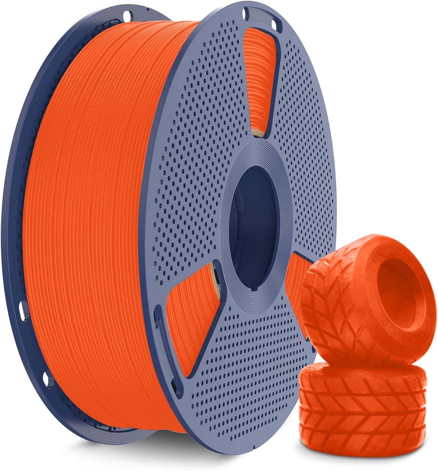 imageSUNLU TPU 3D Printer Filament 175mm High Speed 90A TPU Filament 1KG Flexible 3D Filament for Fast Printing Dimensional Accuracy  003mm Suitable for Most FDM 3D Printers Black1kg Tpu Orange