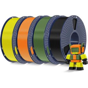 imageSUNLU High Speed PLA Filament 175mm 3kg66lbs Large Spool PLA Filament for Big Project High Flow Speedy 3D Printer PLA Filament Fast Printing Dimensional Accuracy  002mm 3KG1 Pack BlackBlackolive Greenorangeyellow